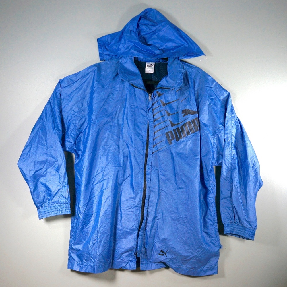 Vintage Mens Puma Light Blue Zip Up Windbreaker